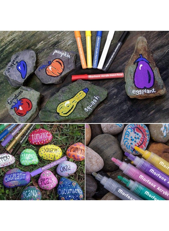 Morfone Acrylic Paint Marker Pens, Morfone Set of 12 Colors Markers Water Based Paint Pen for Rock Painting,Canvas,Photo Album,DIY Craft,School Project,Glass,Ceramic,Wood,Metal(Medium Tip)-Multicolor - Image 3