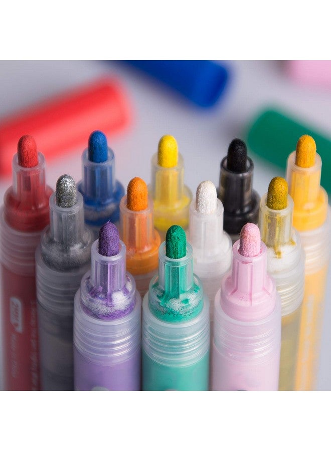 Morfone Acrylic Paint Marker Pens, Morfone Set of 12 Colors Markers Water Based Paint Pen for Rock Painting,Canvas,Photo Album,DIY Craft,School Project,Glass,Ceramic,Wood,Metal(Medium Tip)-Multicolor - Image 2