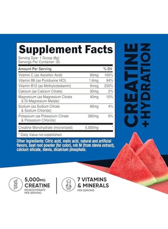 Nutricost Creatine Monohydrate + Hydration Watermelon Flavored (30 Servings) - 7 Vitamins & Minerals, 5000mg of Creatine Per Serving - Image 4