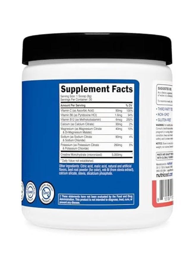 Nutricost Creatine Monohydrate + Hydration Watermelon Flavored (30 Servings) - 7 Vitamins & Minerals, 5000mg of Creatine Per Serving - Image 3