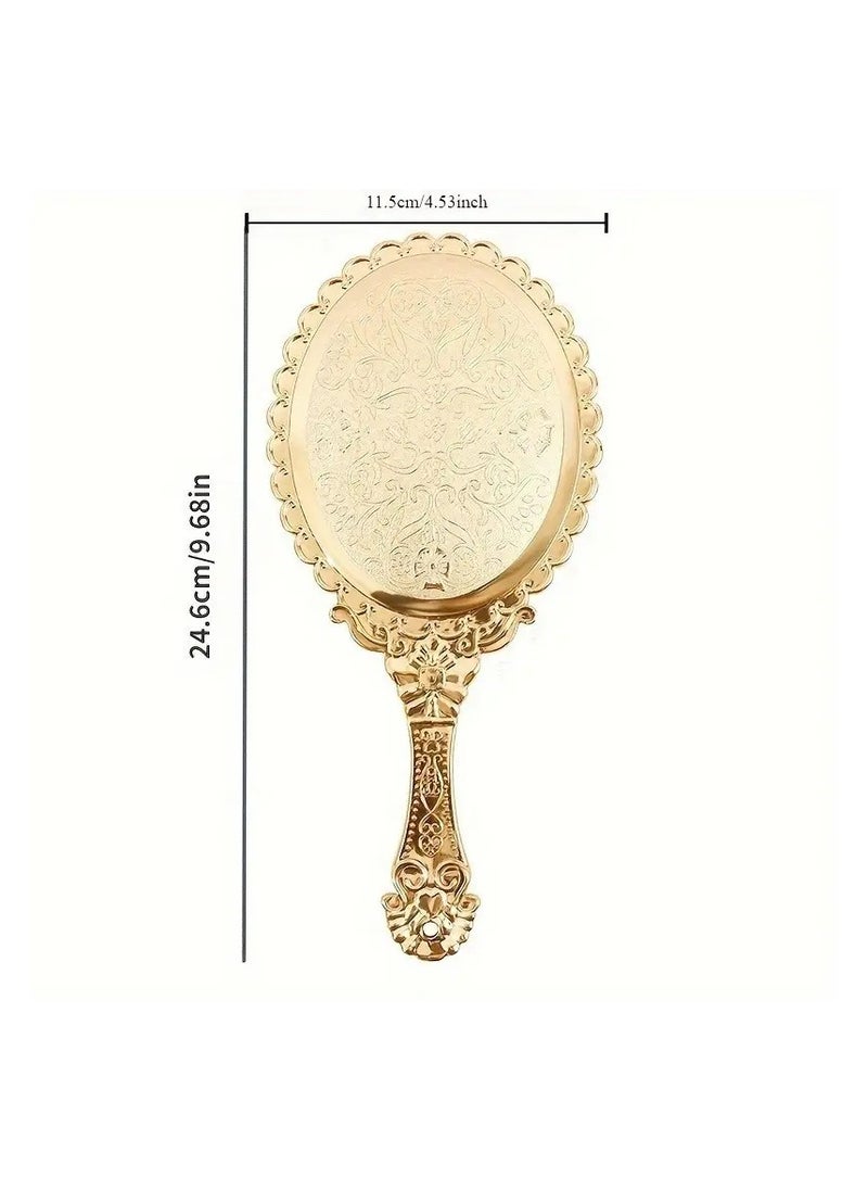 LANGMANNI Vintage-Inspired Handheld Makeup Mirror - Elegant Portable Beauty Accessory, Non-Electric, Wall Mount Option, Durable Plastic Frame, Character-Themed, Polished Finish, Ideal for Travel and Gift Giving - 1pc  - Image 2