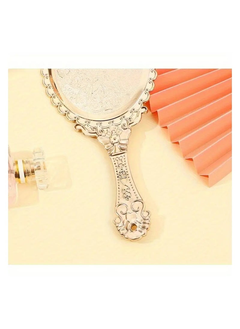 LANGMANNI Vintage-Inspired Handheld Makeup Mirror - Elegant Portable Beauty Accessory, Non-Electric, Wall Mount Option, Durable Plastic Frame, Character-Themed, Polished Finish, Ideal for Travel and Gift Giving - 1pc  - Image 4