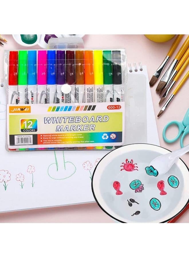 Generic ألوان مائية سحرية 12 قطعة (12 الوان ماء سحريه + ملعقة قلم) للفنون والحرف اليدوية على الورق، للاستخدام الداخلي، تغطية كاملة لكل طبقة