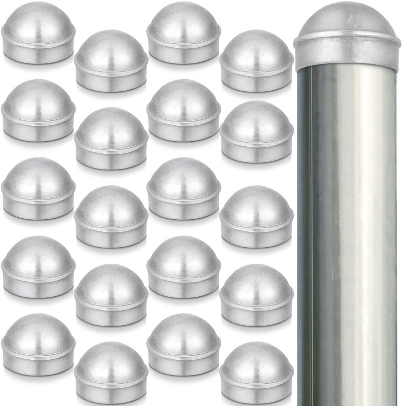 Yaocom 20 Pcs Chain Link Fence Post Cap Round Dome External Post Caps Aluminum Chain Link Caps Only Use For Outside Diameter Post Outdoor Chain Link Fence Parts (2-3/8"") - Image 1