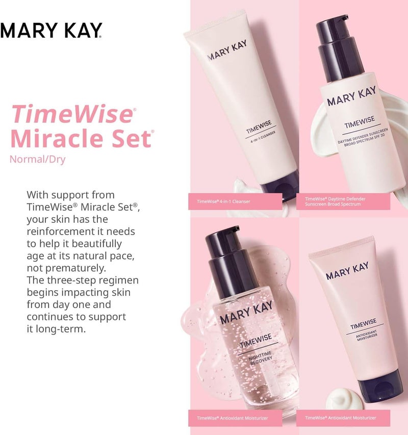 Mary Kay مجموعة ماري كاي تايم وايز المعجزة للبشرة العادية/الجافة - مجموعة كاملة للعناية بالبشرة المضادة للشيخوخة - Image 3