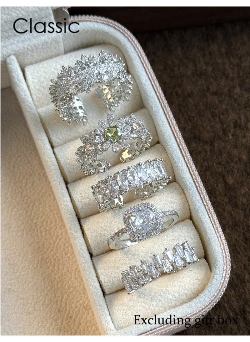 veya LUXURY MODERN WOMEN’S ZIRCONIA RING SET – 5 PIECES - Image 1