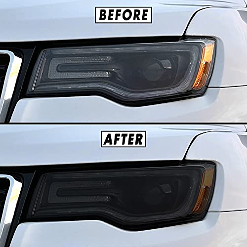 SlickMod PreCut Vinyl Smoke Tint for 2014-2021 Jeep Grand Cherokee Headlight & Foglight (1. Headlight, 35% Light Smoke) - Image 1