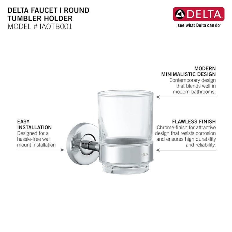 DELTA FAUCET حامل كوب دائري من دلتا فوسيت بكروم مصقول IAOTB001 متوسط - Image 3