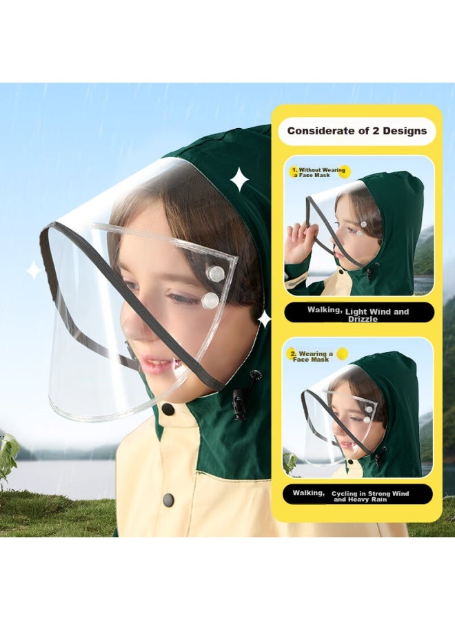 Moremerry Children's Raincoat For Boys And Girls With Backpack Space, Waterproof And Breathable Baby Fashion Windbreaker-style Poncho, Almond Yellow, 4XL - Image 5