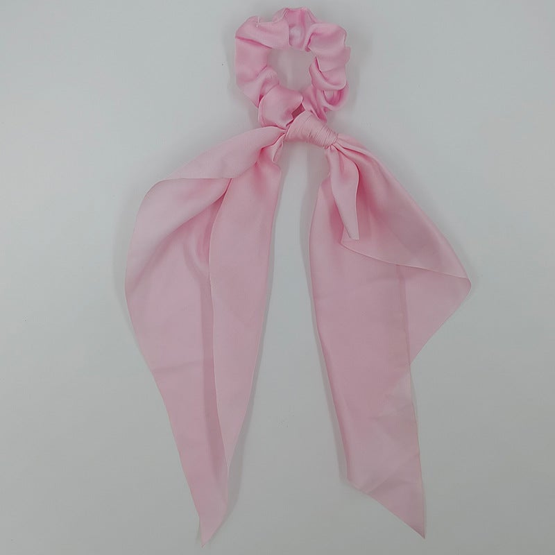 Generic Chic Solid Color Satin Hair Tie Ribbon Lotus root color