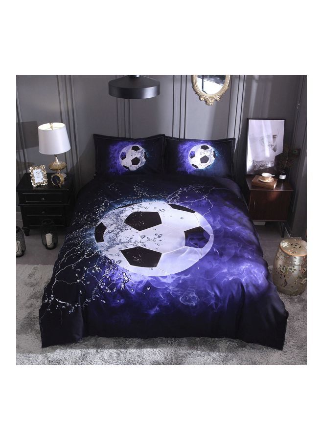 NIBEMINENT 3-Piece Printed Bed Sheet Set Polyester Purple/White/Black King - Image 2