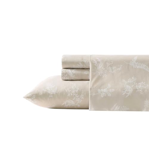 Wrangler Queen Size Sheet Set UltraSoft WrinkleResistant Bedding for Year Round Comfort Deep Pockets Bed Sheets with Matching Fitted Sheet Pillowcases Foliage Beige - Image 1