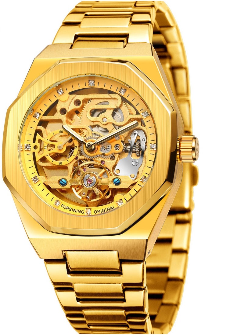 xozgdovg Men's automatic mechanical watch luminous three-eye six-needle star 1691 YEATION cross-border Select steel belt mechanical watch. 