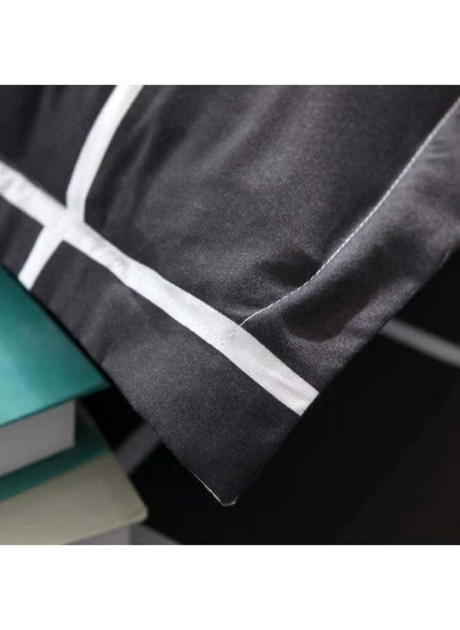 LEXIN - 3-Pieces Premium Quality Super Soft Single Size Bedding Sets, Includes 1xDuvet Cover 150x200 cm, 1xPillow Cover 48x74 cm, 1xFitted Sheet 160x230 cm, Black/White - Image 1