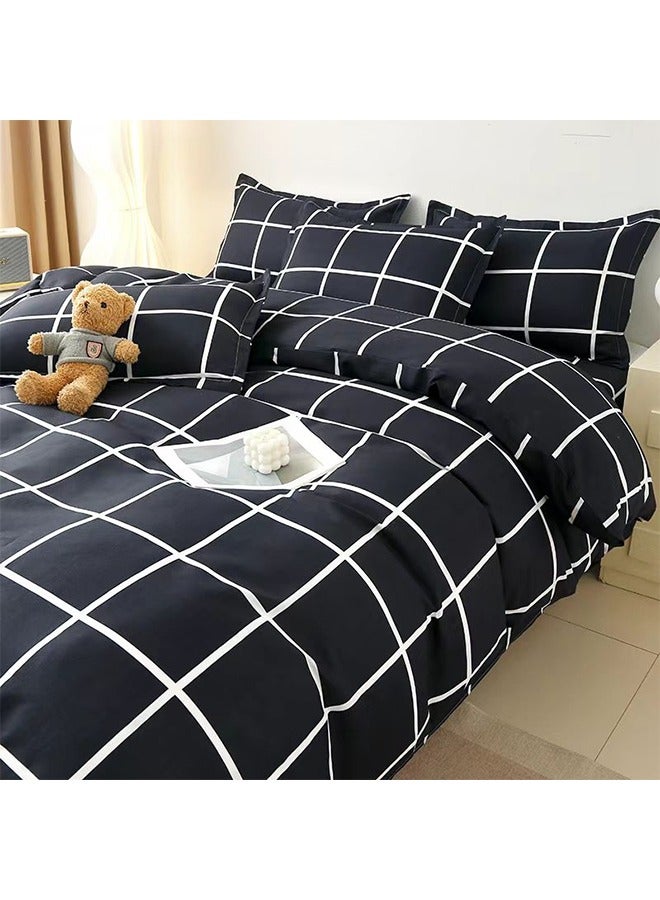 LEXIN 3-Pieces Premium Quality Super Soft Single Size Bedding Sets, Includes 1xDuvet Cover 150x200 cm, 1xPillow Cover 48x74 cm, 1x Sheet 160x230 cm, Black/White