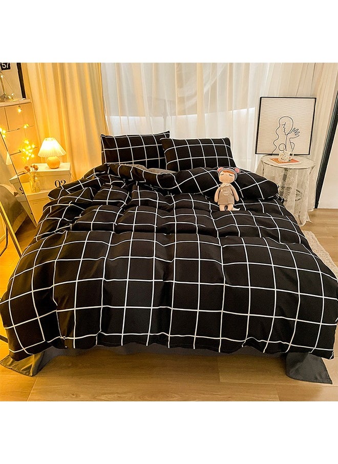 LEXIN - 3-Pieces Premium Quality Super Soft Single Size Bedding Sets, Includes 1xDuvet Cover 150x200 cm, 1xPillow Cover 48x74 cm, 1xFitted Sheet 160x230 cm, Black/White - Image 1