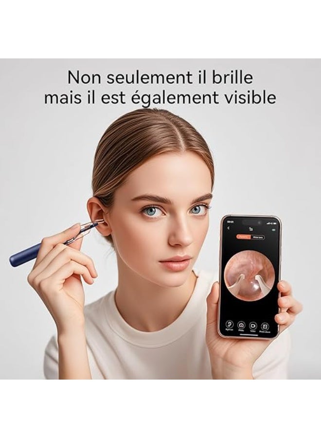 أداة تنظيف الأذن الذكية المرئية، أداة تنظيف الأذن المنزلية اللاسلكية فائقة الوضوح، أداة تنظيف الأذن المضيئة، متعددة الوظائف (أزرق). - Image 3