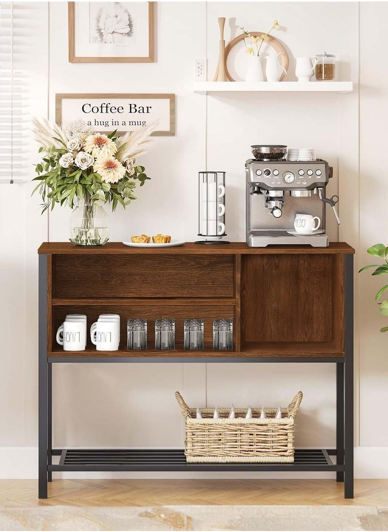 EqiEch Coffee storage cabinet, self-serve coffee cabinet, kitchen sideboard with adjustable shelves, kitchen dining room living room hallway entrance console table, black oak  - Image 1
