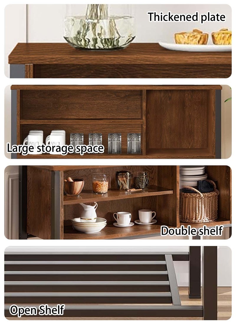 EqiEch Coffee storage cabinet, self-serve coffee cabinet, kitchen sideboard with adjustable shelves, kitchen dining room living room hallway entrance console table, black oak  - Image 3