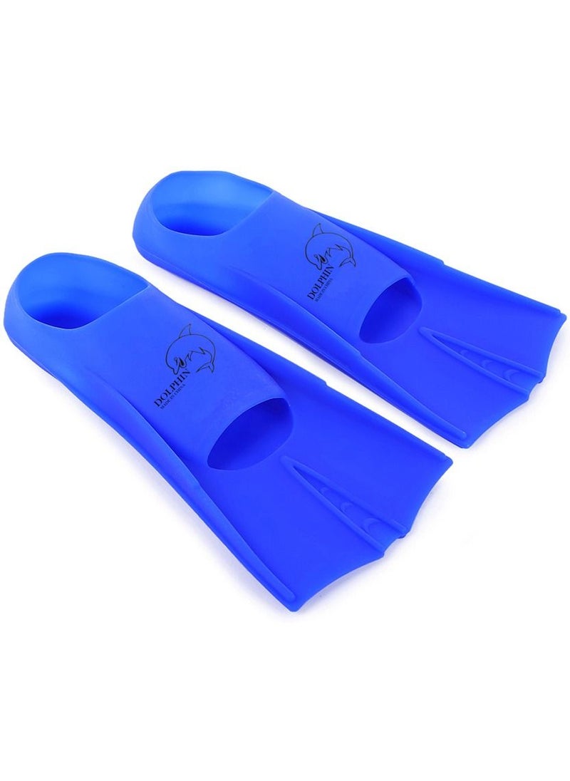 Dolphin Silicone Swim Training Short Fins, Blue, Size M (36-38)  - Image 2