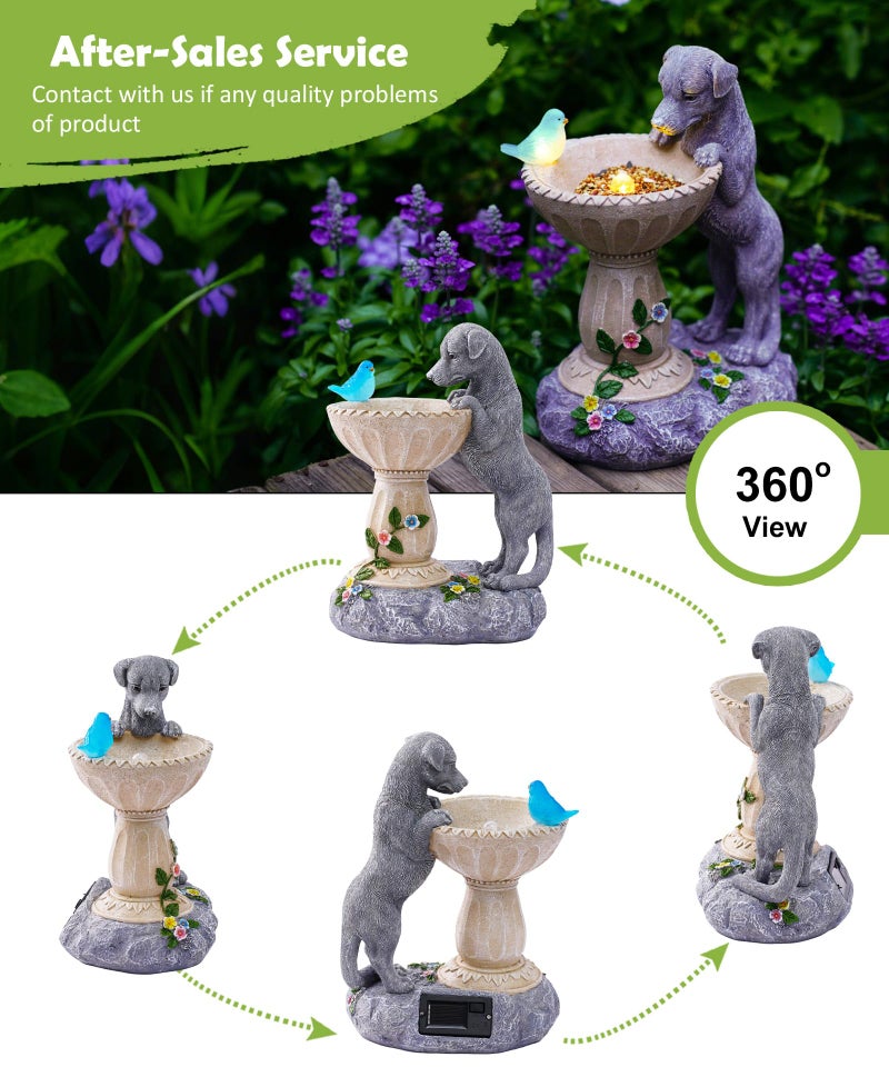 Nacome Solar Dog Garden Statues: Weatherproof Resin Decor with Automatic Lighting - Outdoor Yard Lawn Patio Balcony Art - Gifts for Mom Grandma Women Bird Lovers - Image 4