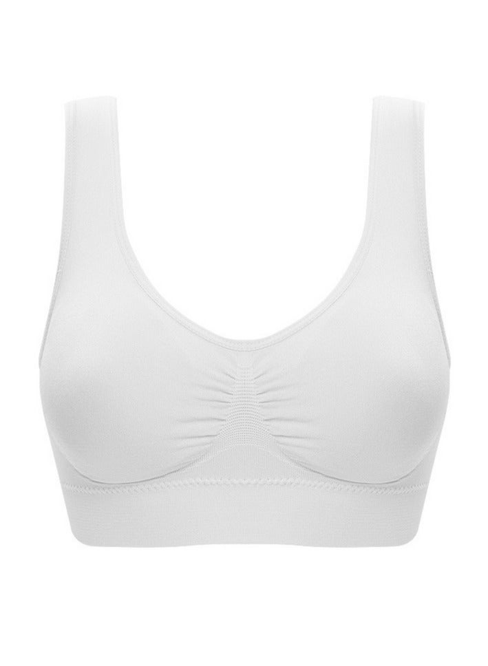 AROAQ Women Sports Bra, Fitness Sports Yoga Bra with Removable Padding,  Double-layer Seamless  Sports Bra without Rims, Comfortable Soft Bra for Workouts Running Yoga Trainings, (Size M, White)  - Image 1
