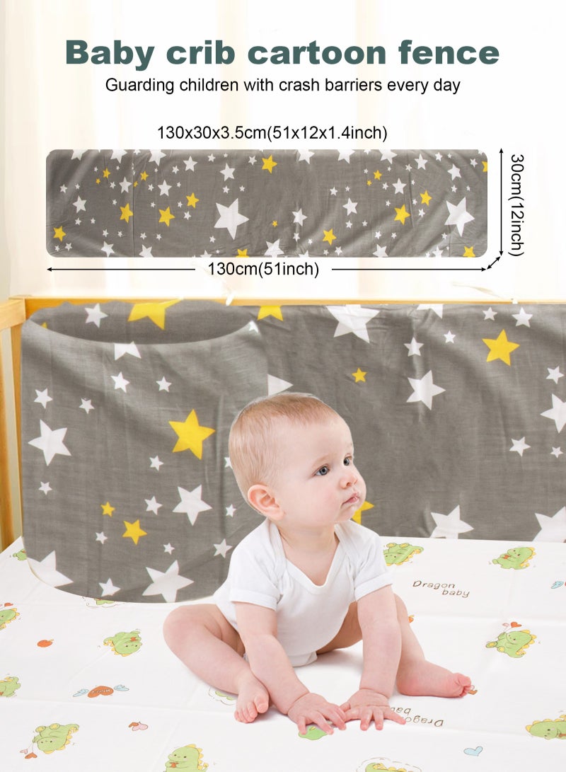 أوربازار واقي سرير قابل للتنفس، بطانة شبكية قابلة للتنفس، غطاء حاجز سرير، واقي سرير أطفال، واقي سرير أطفال للأولاد والبنات، غطاء سرير قابل للتنفس، واقي سرير أطفال 130x30x2 سم - Image 2