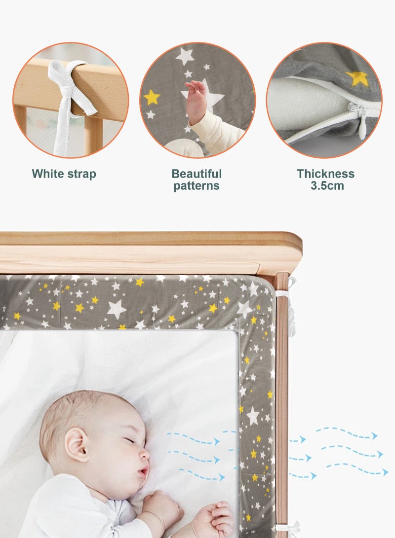 أوربازار واقي سرير قابل للتنفس، بطانة شبكية قابلة للتنفس، غطاء حاجز سرير، واقي سرير أطفال، واقي سرير أطفال للأولاد والبنات، غطاء سرير قابل للتنفس، واقي سرير أطفال 130x30x2 سم - Image 4