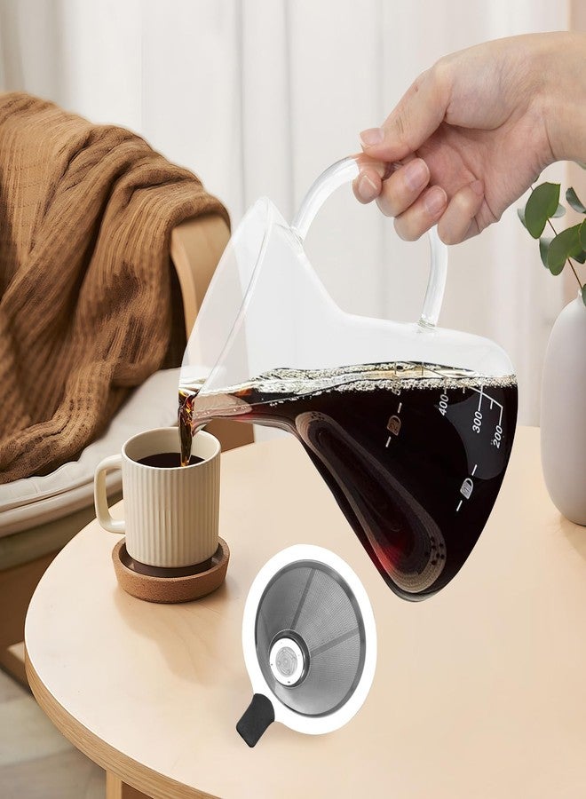 Obsoorth 500ML(16.9oz) Glass Pour Over Coffee Maker with Double Stainless Filte - 4 Cup (Approx Refers to 4 oz. Per Cup) Thickened Heat-Resistant Paperless Pour Over Coffee Dripper Perfect Extraction for Home - Image 5