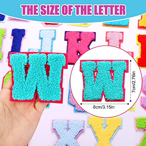Waydress 26 Pcs Chenille Letter Iron on Patches 2.8 Inch Sew On Chenille A-Z Alphabet Letter Patches for DIY Supplies(Cute Style) - Image 2