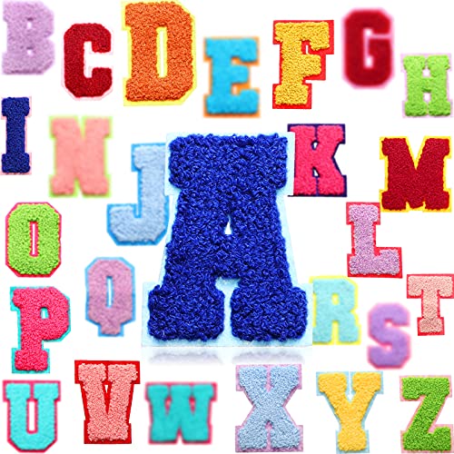Waydress 26 Pcs Chenille Letter Iron on Patches 2.8 Inch Sew On Chenille A-Z Alphabet Letter Patches for DIY Supplies(Cute Style) - Image 1
