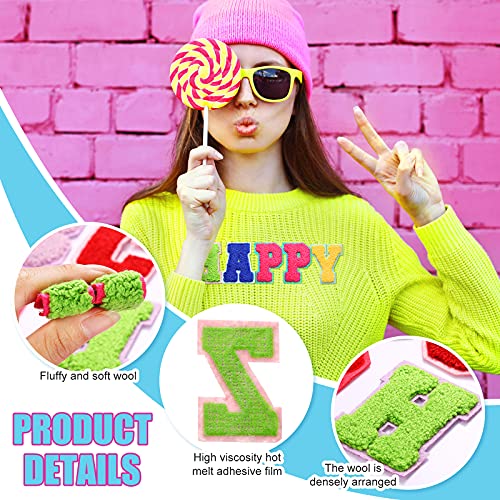 Waydress 26 Pcs Chenille Letter Iron on Patches 2.8 Inch Sew On Chenille A-Z Alphabet Letter Patches for DIY Supplies(Cute Style) - Image 3