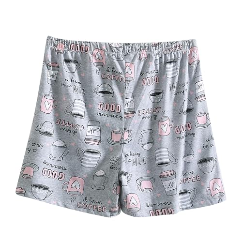 PNAEONG 3 Pack: Womens Pajamas Shorts Set Soft Elastic Waist Lounge Shorts Printed PJ Bottoms, Good Night+Coffee+Star-XL - Image 3