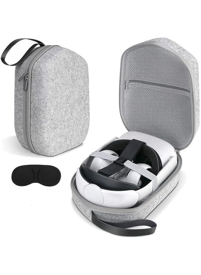 MIXDE - Hard Case Compatible with Meta Oculus Quest 3 VR Gaming Headset&Touch Controllers,Waterproof Shockproof Carrying Bag with Mesh Pocket for Accessories, Suitable for Travel and Home Storag (Grey) - Image 1