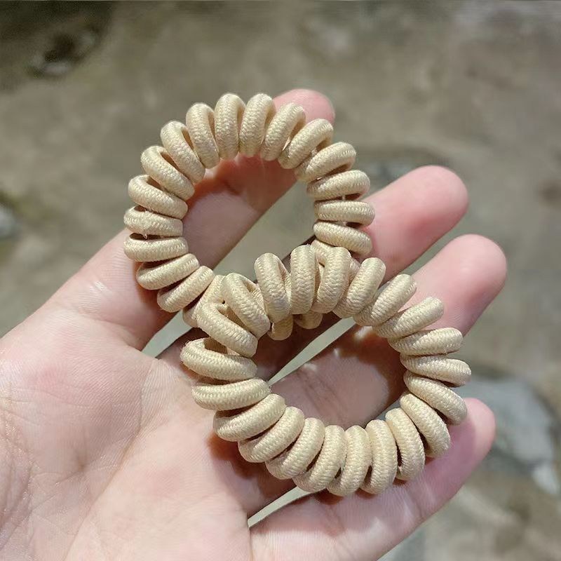 Generic Korean Fabric Hair Tie No Crease Coil Khaki cloth telephone line Hair ring one