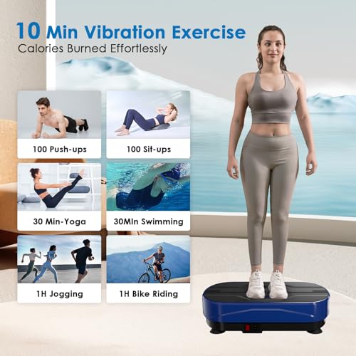 Natini Vibration Plate Exercise Machine, Power Vibrating Platform for Lymphatic Drainage,330LBS Capacity Shaker Board for Weight Loss,Whole Body Workout Machine for Home(Blue) - Image 4