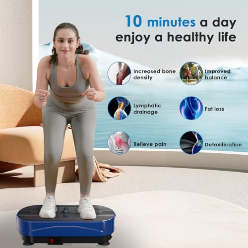 Natini Vibration Plate Exercise Machine, Power Vibrating Platform for Lymphatic Drainage,330LBS Capacity Shaker Board for Weight Loss,Whole Body Workout Machine for Home(Blue) - Image 2