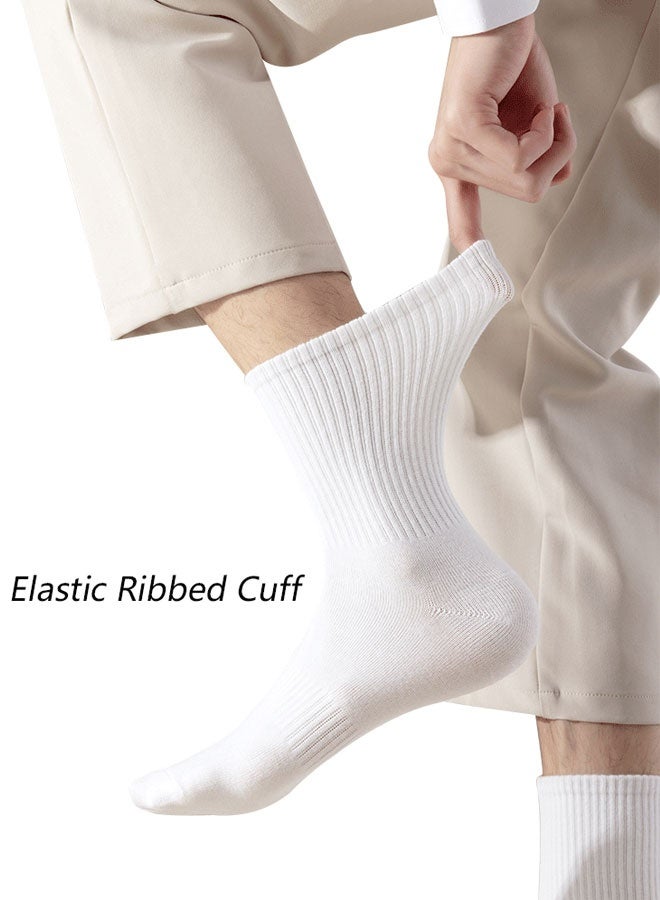 HAWAWA 8 Pairs Crew Athletic Socks for Men Women Cotton Moisture Wicking Cushion Crew Socks for Sport Running Traveling, White & Black - Image 4