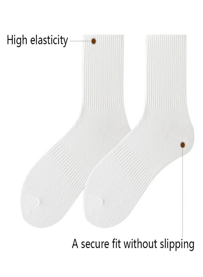 HAWAWA 8 Pairs Crew Athletic Socks for Men Women Cotton Moisture Wicking Cushion Crew Socks for Sport Running Traveling, White & Black - Image 3