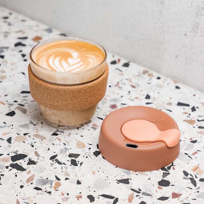 KeepCup Brew Cork - Reusable Coffee Cup Tempered Glass and Natural Cork, S 8oz/227ml - Frappe - Image 1