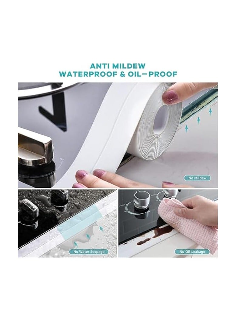 erorex White Caulk Tape Waterproof Self Adhesive, 38mm x 3.2m, Bathroom Sealant Tape, Floor Wall Edge Protector - Image 4