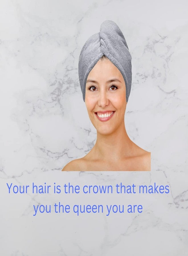 Relax Microfiber Hair Towel Wrap (Pack of 3) Super Absorbent Anti Frizz Fast Drying Hair Turban for Curly Long Thick Hair Women’s Quick Dry Bath & Head Cap with Button 10” x 26” Hair Plopping Towel (Gray) - Image 1