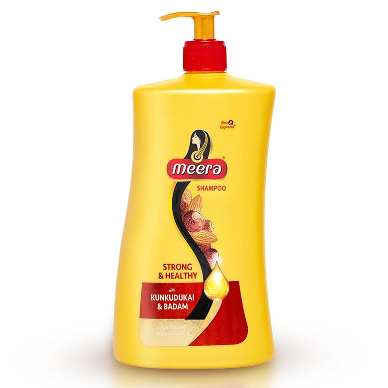 Meera Strong Healthy Shampoo 1 litre Strengthens Hair Reduces Breakage Enriched with Badam Kunkudukai Gentle ParabenFree Care for Women Men - Image 1