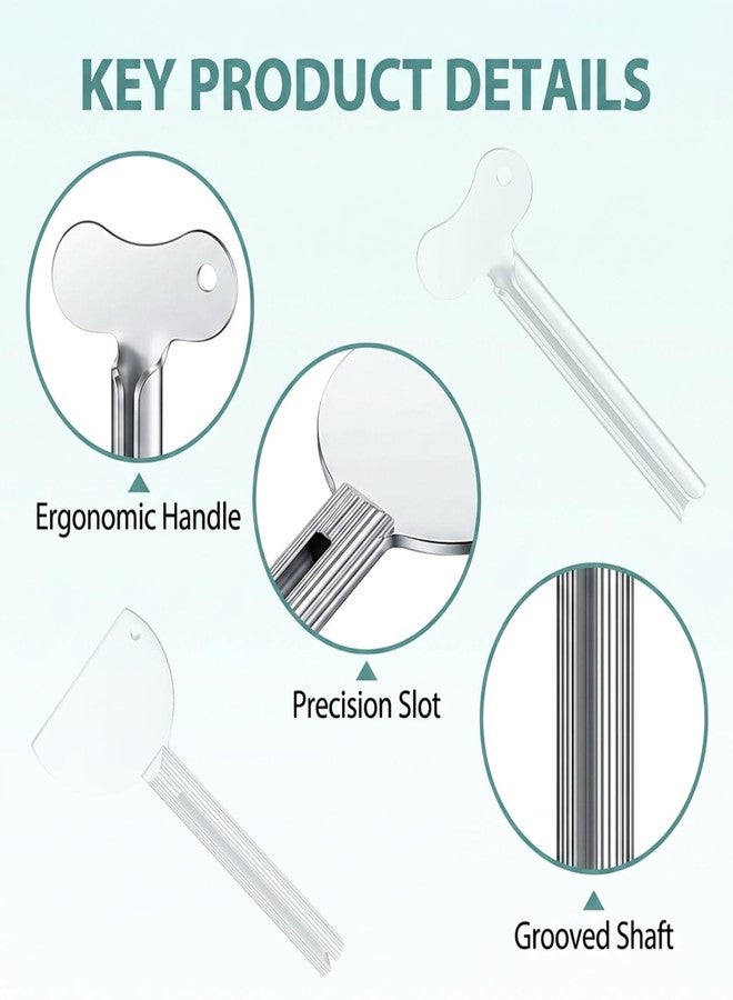 Shudyear 6 Pack Toothpaste Squeezer Metal Tube Key Roller - Stainless Steel Squeezer Tool for Toothpaste Hair Color Paint Tubes Dispenser Clip Holder - Image 3
