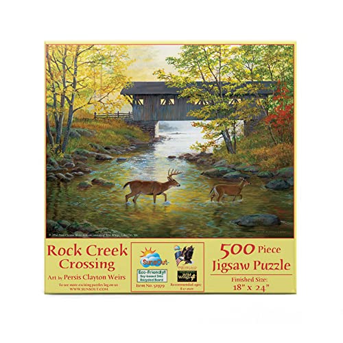 SUNSOUT INC - Rock Creek Crossing - 500 pc Jigsaw Puzzle by Artist: Persis Clayton Weirs - Finished Size 18" x 24" - MPN# 51979 - Image 5