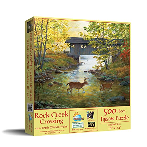 SUNSOUT INC - Rock Creek Crossing - 500 pc Jigsaw Puzzle by Artist: Persis Clayton Weirs - Finished Size 18" x 24" - MPN# 51979 - Image 2
