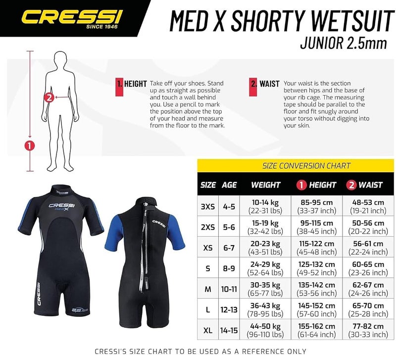 كريسي بدلة سباحة من نوع Cressi Med X Jr بسماكة 2.5 مم، مناسبة للسباحة والغوص في المياه المعتدلة - Image 3
