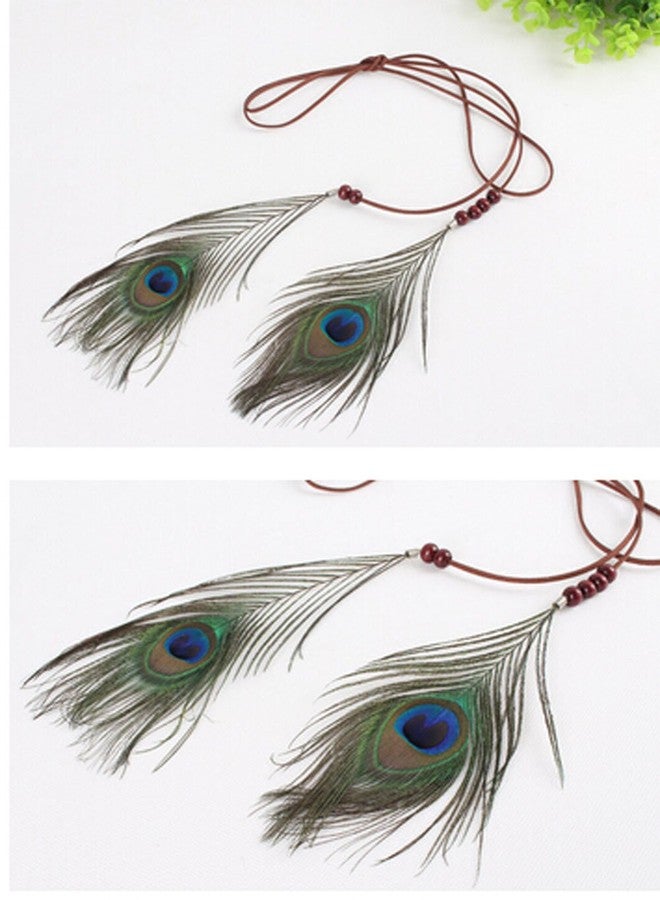 سوبيربليس طوق رأس مزين بريش الطاووس الهندي للبنات والسيدات، إكسسوارات شعر بوهيمية مزينة بشرابات، طوق شعر مصنوع يدويًا - Image 4