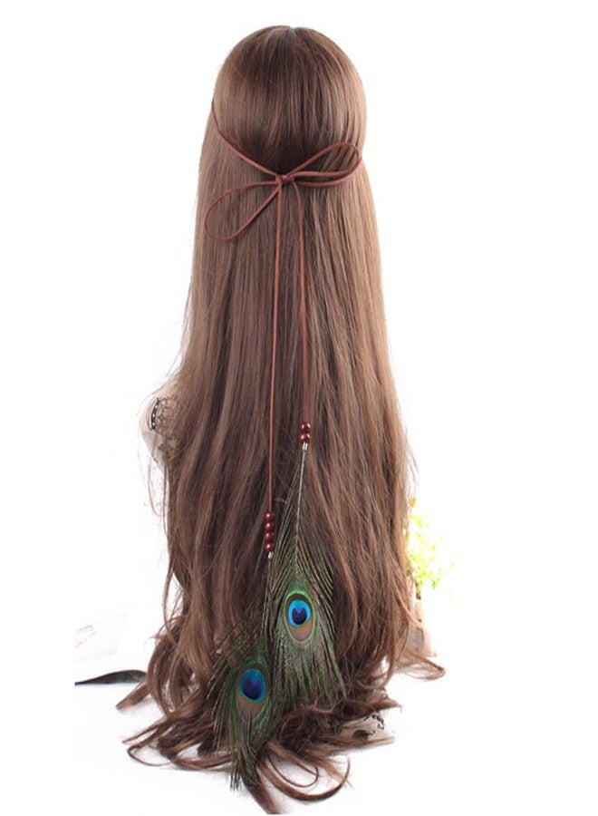 سوبيربليس طوق رأس مزين بريش الطاووس الهندي للبنات والسيدات، إكسسوارات شعر بوهيمية مزينة بشرابات، طوق شعر مصنوع يدويًا - Image 1