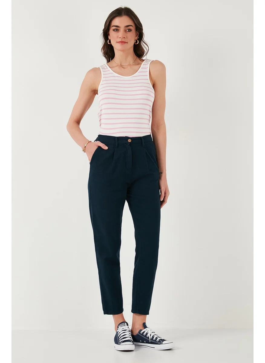 ليلا Cotton Slim Fit Normal Waist Straight Leg Trousers Women's Pants 668Y5121